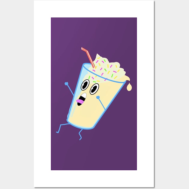 Spilt Kawaii Milkshake Wall Art by DesignsBySaxton